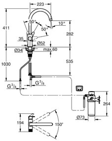 GROHE 30593000 - Mosogató csaptelep BLUE PURE C-kifolyó, fényes króm