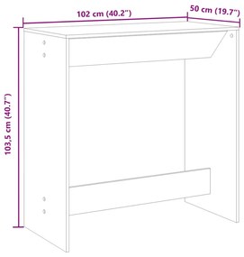 betonszürke szerelt fa bárasztal 102 x 50 x 103,5 cm