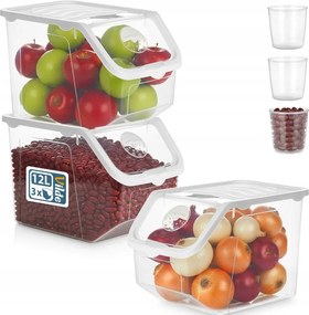 3x Zöldség Tartály Gyümölcs hagyma burgonya fokhagyma eledel por nagy XL