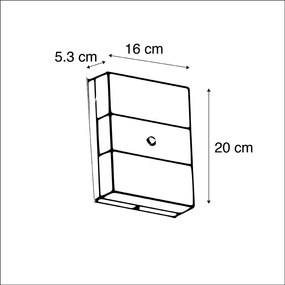Kültéri fali lámpa fekete IP44 LED-del és szürkületi érzékelővel - Dualy