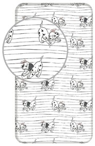Gyermek pamut lepedő - 101 kiskutya  Lucky stripe, 90 x 200 cm
