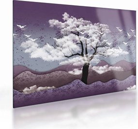 Kép - Fa a felhőkben (üvegen) (70x50 cm)