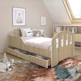 SMILE Gyerekágy matraccal és ágyneműtartóval 160 x 80 cm Sonoma tölgyfa
