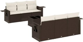 vidaXL 7 részes barna polyrattan kerti ülőgarnitúra párnákkal