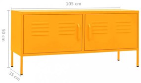 mustársárga acél TV-szekrény 105 x 35 x 50 cm