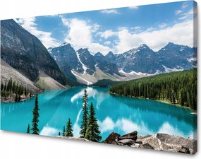 Vászonkép Természet Hegyek Erdő Kék víz 90x60 cm