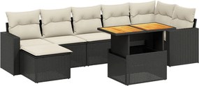vidaXL 8 részes fekete polyrattan kerti ülőgarnitúra párnákkal
