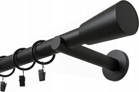 Függönykarnis Szimpla Fém 25 mm MIX Végzáró Fekete Matt 120 cm