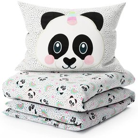 Gyerek pamut ágynemű PANDA UNICORN fehér Ágyneműhuzat mérete: 60 x 70 cm | 140 x 200 cm