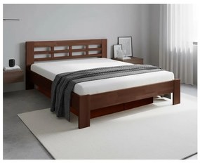 Двойно легло от масивно дърво с вместимост ANGELA 180x200 см тъмен орех