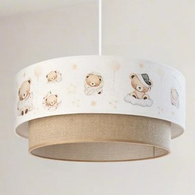 Brilagi- LED gyerek csillár zsinóron BOBO 1xE27/60W/230V átm. 40 cm fehér/bézs./mackó.