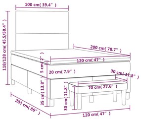 sötétszürke bársony rugós ágy matraccal 120 x 200 cm