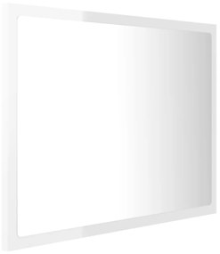 Magasfényű fehér akril LED-es fürdőszobatükör 60x8,5x37 cm