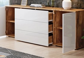 PARIS 150 komód, 150x68x39, fehér/magasfényű fehér