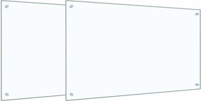 vidaXL Konyhai splashback 2 pcs Átlátszó 100 x 60 cm edzett üveg