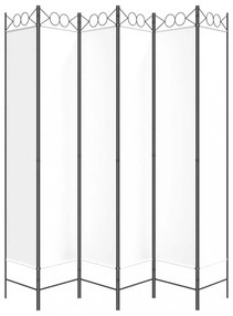 6-paneles fehér szövet térelválasztó 240x220 cm