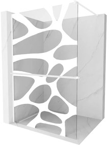 Mexen Kioto+, Walk-In zuhanyparaván polccal és akasztóval 90 x 200 cm, 8 mm átlátszó üveg fehér mintás, fehér profil, 800-090-121-20-97