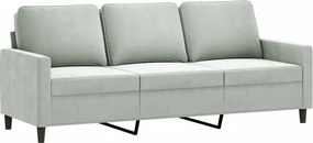 vidaXL 3 személyes világosszürke bársony kanapé 180 cm
