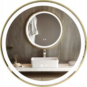 Kerek megvilágított energiatakarékos Led tükör 70x70 Arany Virgo