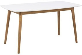 Asztal Oakland D107Fehér, Tölgy, 76x80x150cm, Közepes sűrűségű farostlemez, Természetes fa furnér, Fa