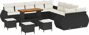 vidaXL Kerti Kanapé Szett 14 pcs Fekete polirattan