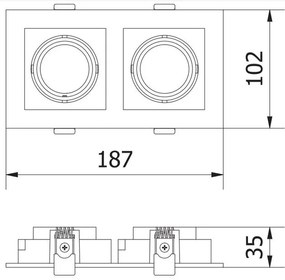 Lámpa Mennyezeti lámpatest RUBIO IP20, 187x102mm, dupla, négyzet, fekete