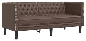 vidaXL 2 személyes barna műbőr Chesterfield kanapé