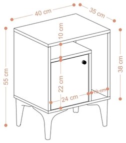 Éjjeliszekrény NUNO 55x40 cm zafír tölgy