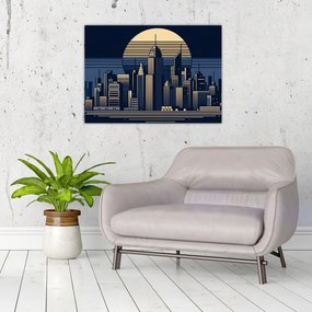 Üveg kép – Geometrikus város (70x50 cm)