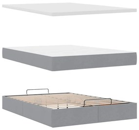 Ottomán ágy matraccal &amp; LED-ek Világosszürke 140x190 cm szövet