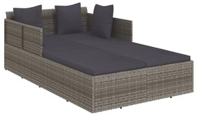 szürke polyrattan napozóágy párnával 182 x 118 x 63 cm