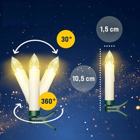 Monzana CANDLE gyertyák karácsonyfára, 20db, 10,5cm, meleg fehér