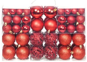100 darabos piros karácsonyi gömb készlet 3/4/6 cm