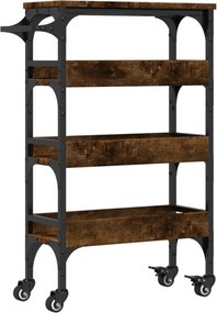 vidaXL füstös tölgy színű szerelt fa zsúrkocsi 53x20x76 cm