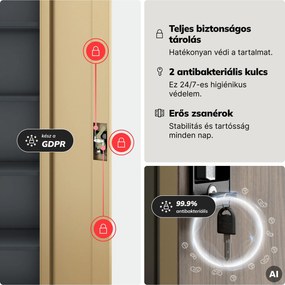 Fém irodai iratszekrény, antracit/dió, 450x1850x400 mm: ALEX Eco Design