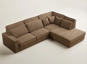 Világosbarna zsenília sarokkanapé (jobb oldali-L alakú) Kirou – Maison de Rêve