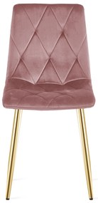Rózsaszín bársony étkezőszék LIBRA arany lábakkal