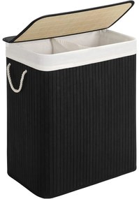 Kézzel fonott rattan stílusú szennyeskosár 100L, fekete