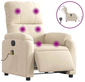 bézs mikroszálas szövet elektromos dönthető masszázsfotel