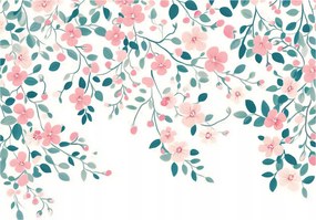 Fotótapéta levelek 3D Hatás virágok Modern elegáns nappali hálószoba Loft