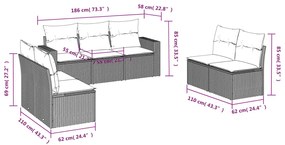 7 részes bézs polyrattan kerti ülőgarnitúra párnákkal