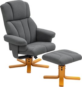 HOMCOM Fotel Relaxáló Funkcióval, Fotel Puffal, TV Fotel 150 kg teherbírással, Nappaliba, Hálószobába, 79 x 80 x 104 cm, Sötétszürke | Aosom