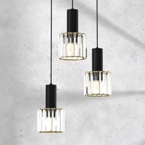 Csillár zsinóron CRISTAL 3xE27/60W/230V fekete