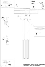 Sollux SL.1528 - Csillár zsinóron PASTELO 5xG9/8W/230V piros