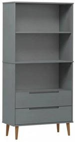 MOLDE szürke tömör fenyőfa könyvszekrény 85 x 35 x 170,5 cm