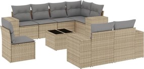 vidaXL 9 részes bézs polyrattan kerti ülőgarnitúra párnákkal