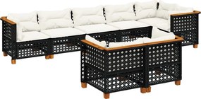 vidaXL 8 részes fekete polyrattan kerti ülőgarnitúra párnákkal