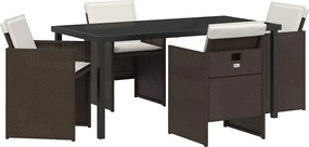 vidaXL Kert étkező szett 5 pcs Barna polirattan