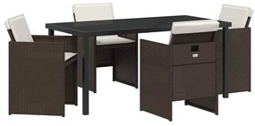 vidaXL Kert étkező szett 5 pcs Barna polirattan