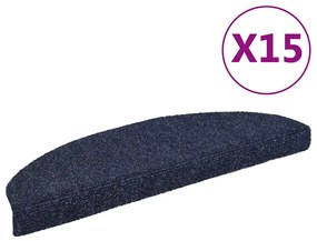 vidaXL 15 db öntapadós lépcsőszőnyeg, kék, nagy félkör, 65 x 21 x 4 cm